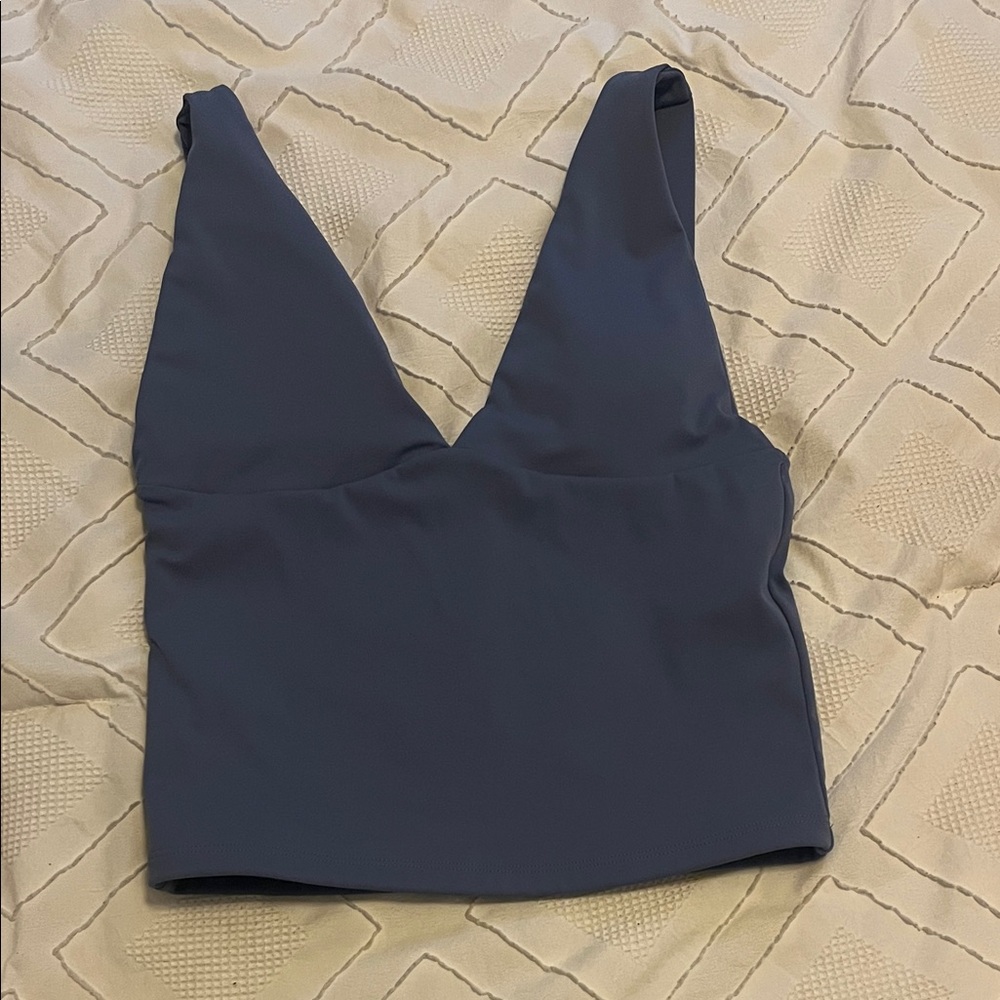 Deep Blue V-Neck Crop Top